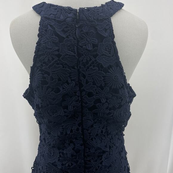 Lulu's Size Medium Love Poem Cocktail Dress Crochet‎ Lace Navy Blue Sleeveless - Picture 9 of 13